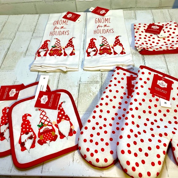 Kitchen 7 piece Set Gnome Christmas New - Picture 1 of 5